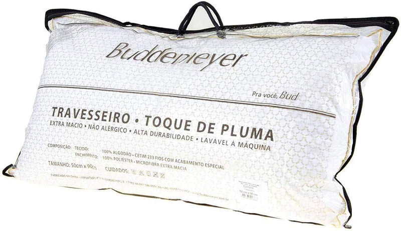 Travesseiro 50x70cm Buddemeyer Toque de Pluma Algodão Branco